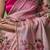 Light pink color print and khatali handwork work silk saree