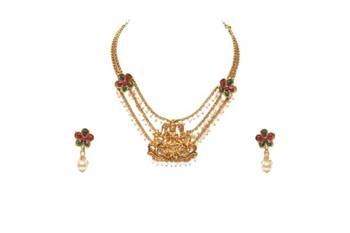 South Indian temple jewellery short necklace set 2