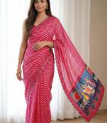  Rani Pink color  aaari mirror foil work silk saree