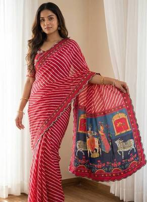  Rani Pink color  aaari mirror foil work art silk saree 3