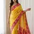 Yellow color  aaari mirror foil work art silk saree