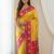 Yellow color  aaari mirror foil work silk saree
