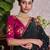 Black color flower print with handwork cut dana work organza saree