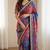 Multi Color ajarakh Print And All Saree Real Mirror work  Work Silk Saree