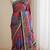 Multi Color ajarakh Print And All Saree Real Mirror work  Work Silk Saree