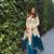 Off-White Roman Glass Ombre Plazzo Suit Set with Mirror Work & Dual Tone Dupatta