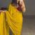 Yellow Color Real Mirror Moti Latkan  Work Chinon Silk Saree