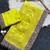Lemon Yellow color embroidery coding & sequence border work silk saree