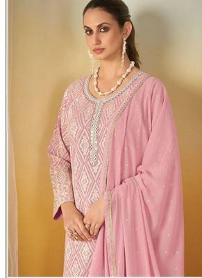 Pink real georgette wedding collection full stitched sharara suits free size upto 42 2
