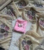 Light Yellow color diamond cut work  tissue silk saree