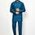 Elegant teal blue raw silk short kurta with pants