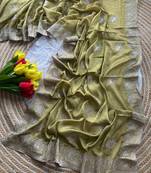 Light Green Color  embroidery and jarkhan work  satin silk saree  