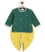 Green jacquard cotton kurta dhoti set