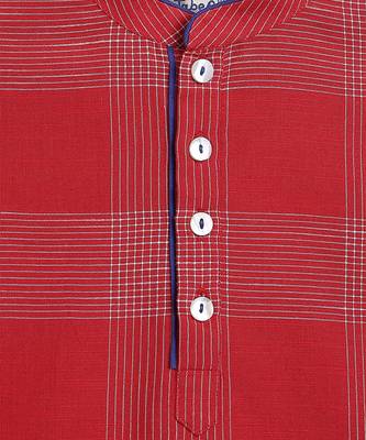kids red checks cotton kurta 2