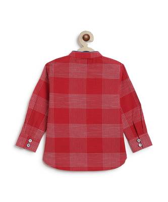 kids red checks cotton kurta 4