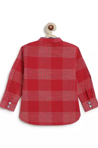kids red checks cotton kurta