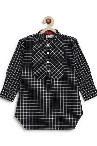 Black checks cotton kurta