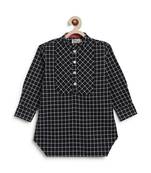 Black checks cotton kurta