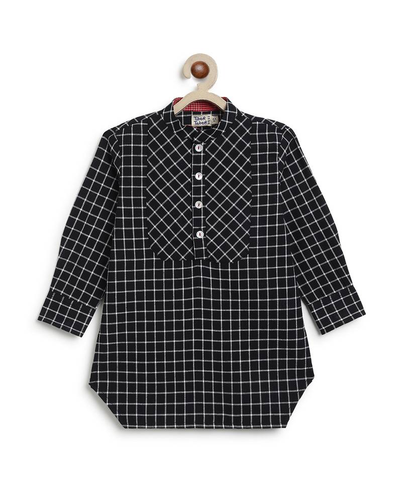 Black checks cotton kurta