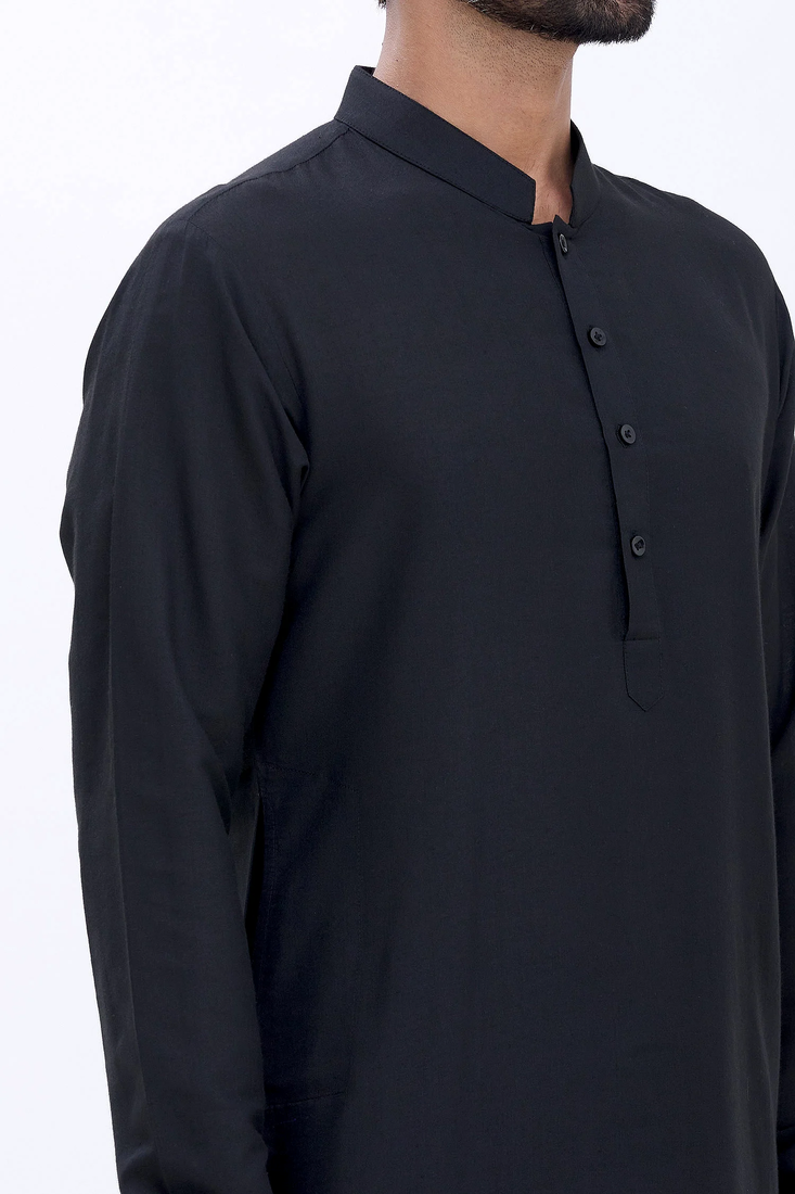 Elegant dark blue chanderi silk kurta with churidar pajama set