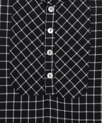 kids black checks cotton kurta 3