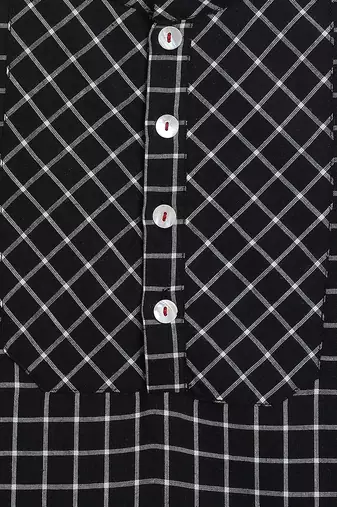 kids black checks cotton kurta