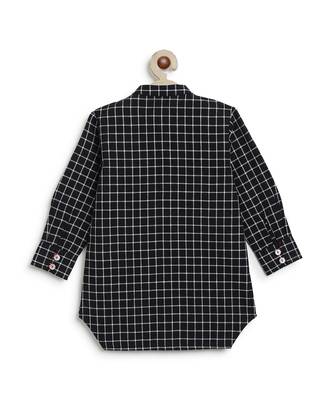 kids black checks cotton kurta 4
