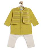 Green jacquard cotton kurta set