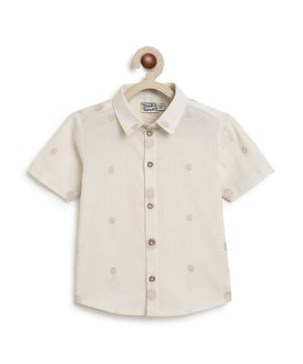 kids cream jacquard cotton shirt 2