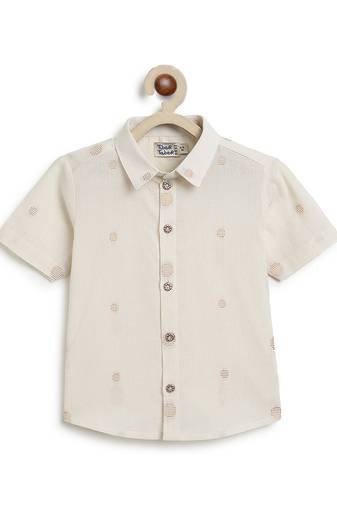 Cream jacquard cotton shirt