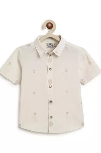 Cream jacquard cotton shirt