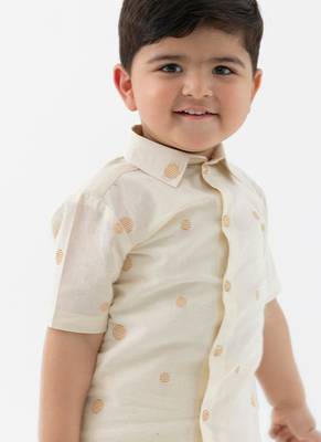 kids cream jacquard cotton shirt 1