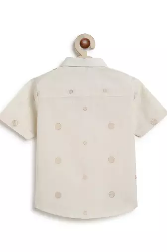 kids cream jacquard cotton shirt