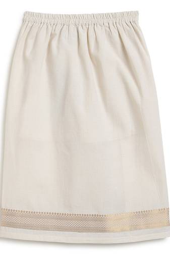 Cream woven cotton mundu