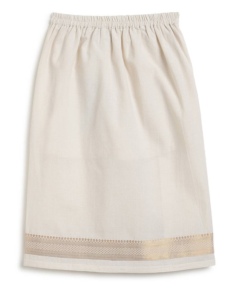 Cream woven cotton mundu