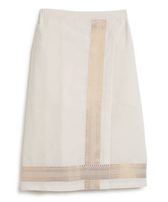 kids cream woven cotton mundu 3