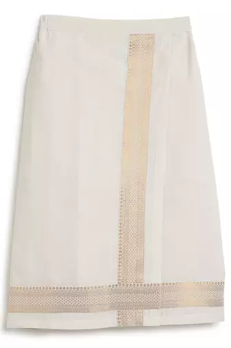 kids cream woven cotton mundu