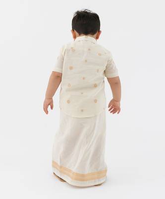 kids cream woven cotton mundu 4