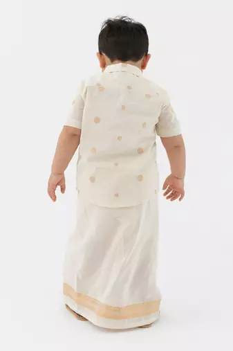 kids cream woven cotton mundu