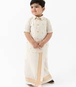 kids cream woven cotton mundu