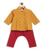Mustard yellow jacquard cotton top with pant