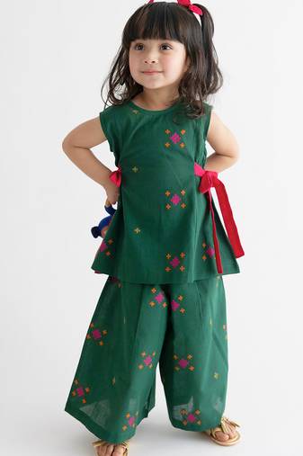 Green jacquard cotton co ord set