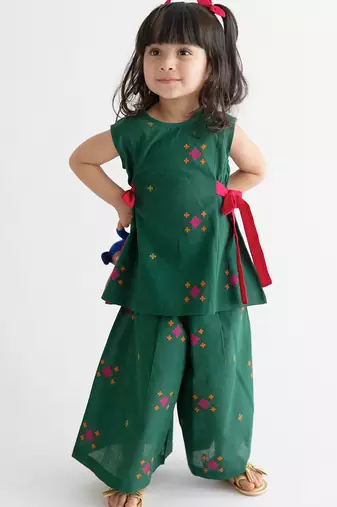 Green jacquard cotton co ord set