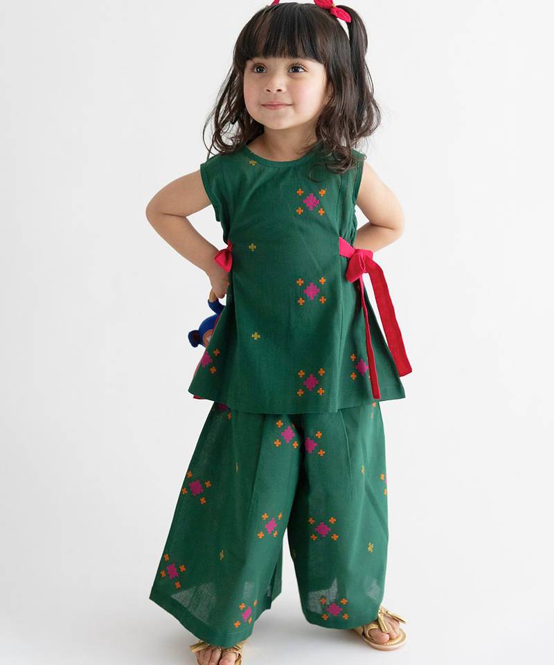 Green jacquard cotton co ord set