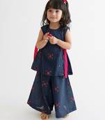 Navy blue jacquard cotton co ord set