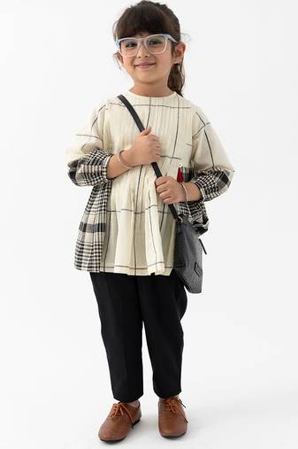 Cream checks cotton co ord set