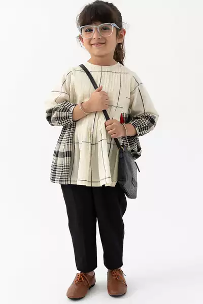 Cream checks cotton co ord set