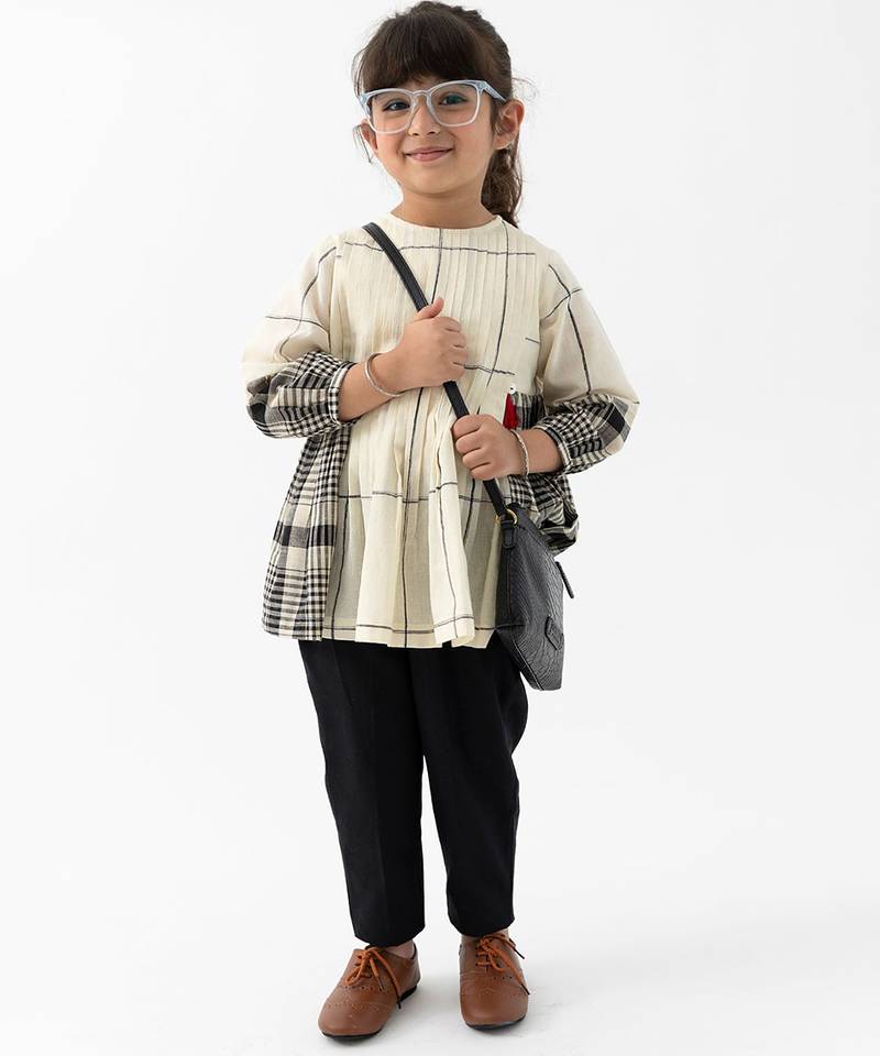 Cream checks cotton co ord set