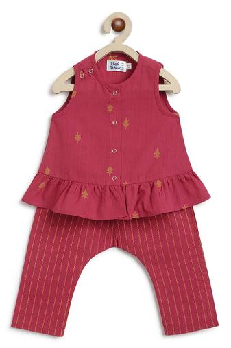 Red jacquard cotton co ord set