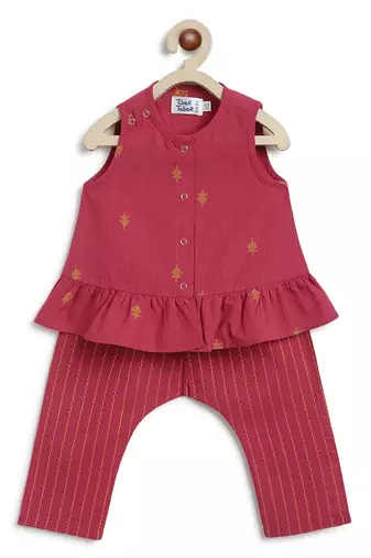 Red jacquard cotton co ord set